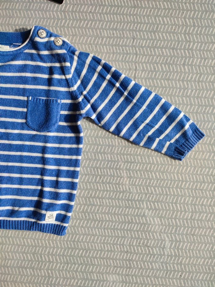 Pull en maille fine pour bébé garçon – Taille 9 mois Marque : Zara - photo numéro 4