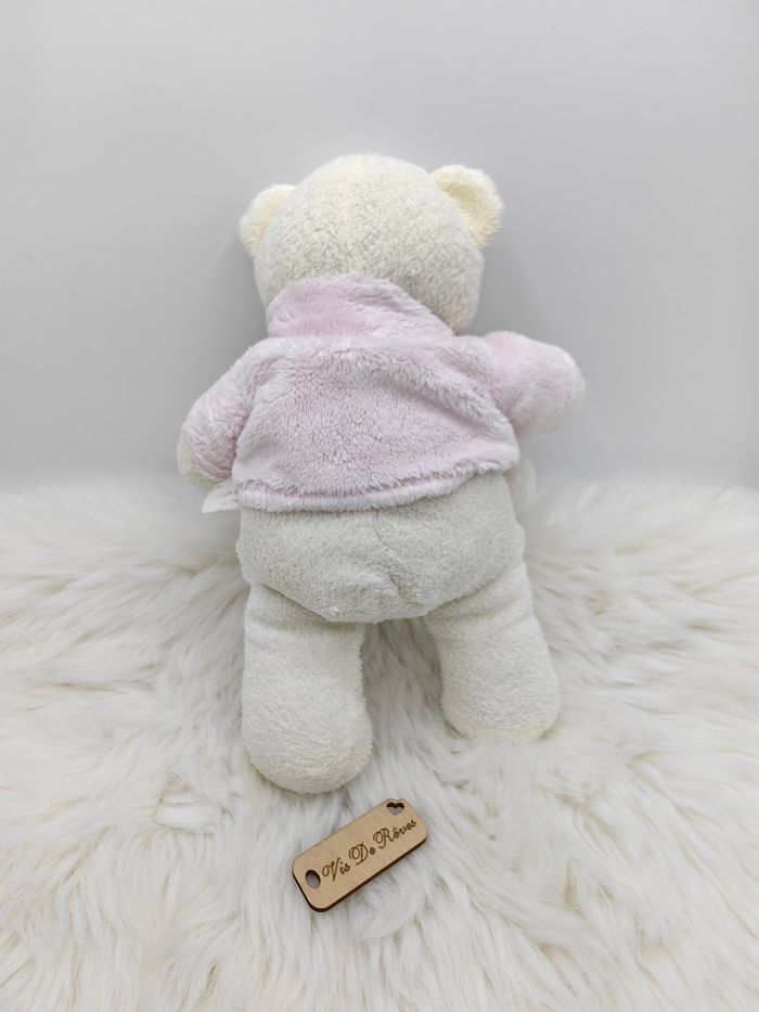 Doudou peluche Ours Nataly's blanc jaune rose - photo numéro 2