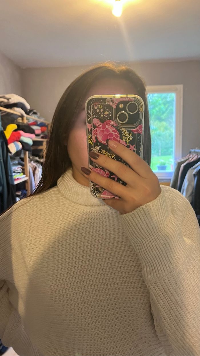 pull en maille col roulé blanc - photo numéro 3