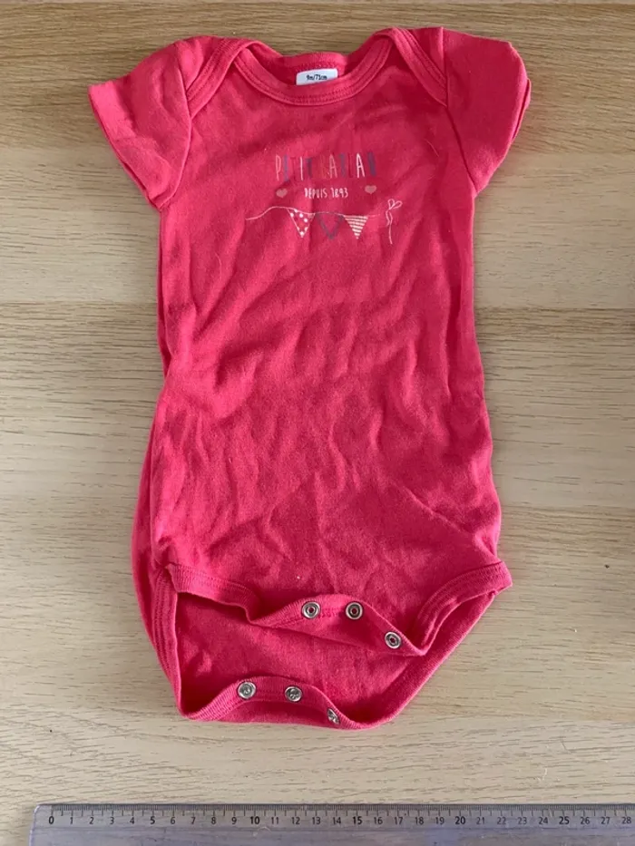 9 mois 71 cm body manches longues courtes petit bateau rose fille bébé collants - photo numéro 4