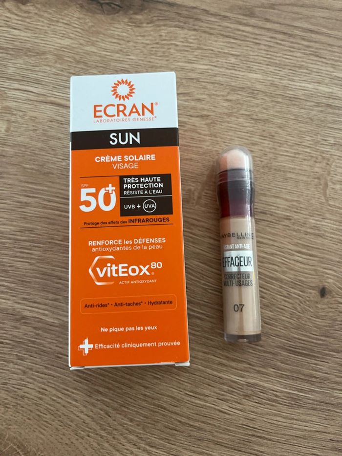 Crème solaire visage + correcteur