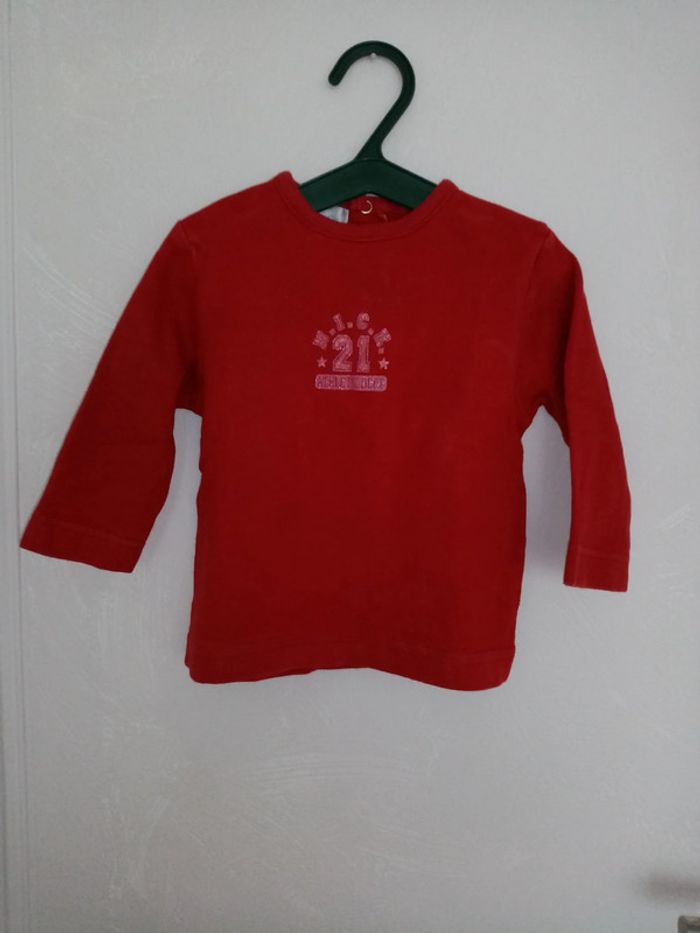 Haut à manches longues rouge Kiabi Baby 18 mois