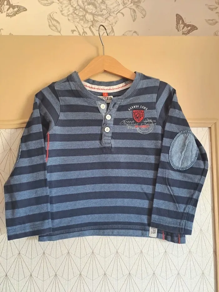 T-shirt garçon 5 ans bleu rayé tbe tissaia