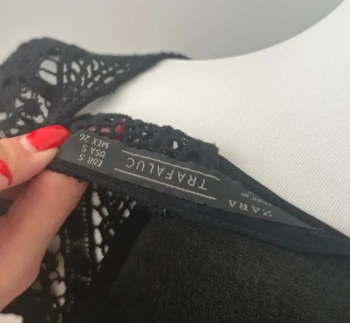Zara blouses top haut Noir dentelle femme, taille S/36 - photo numéro 3