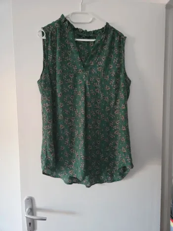 Débardeur femme été vert motifs TBE taille 46 kiabi