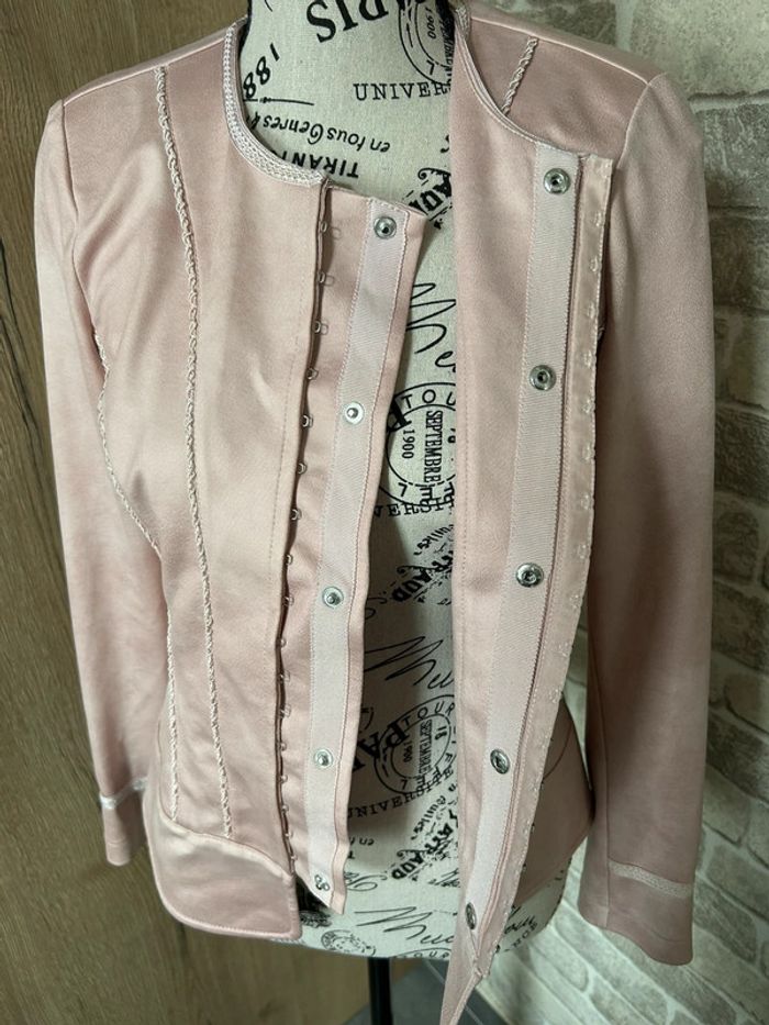 Veste cintrée vintage satinée rose poudré taille 38 - photo numéro 8