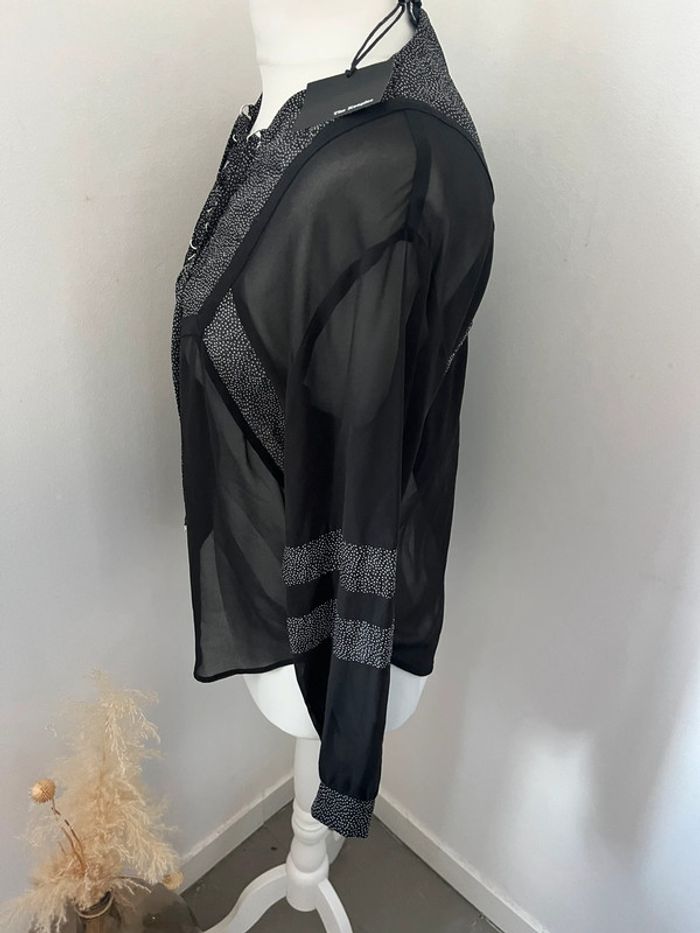 Blouse noire à pois et dentelles The Kooples Xs neuve - photo numéro 2
