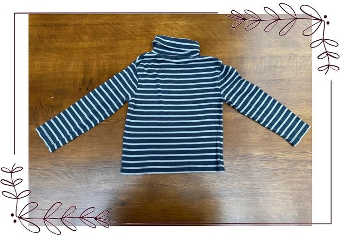 T-shirt manche longue col roulé Okaidi 5 ans rayé bleu marine et blanc - photo numéro 7