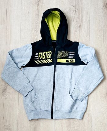 Gilet à capuche zippé garçon gris noir et jaune taille 12 ans In Extenso