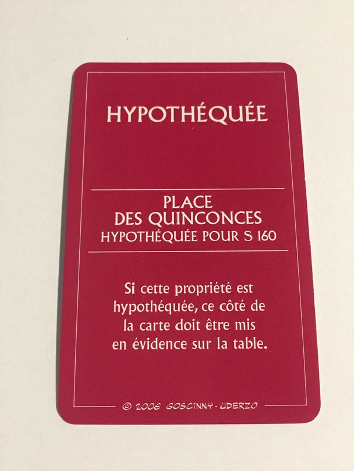 Carte place des quinconces pièce jeu de société Monopoly le tour de Gaule d'Astérix Hasbro #A53 - photo numéro 2
