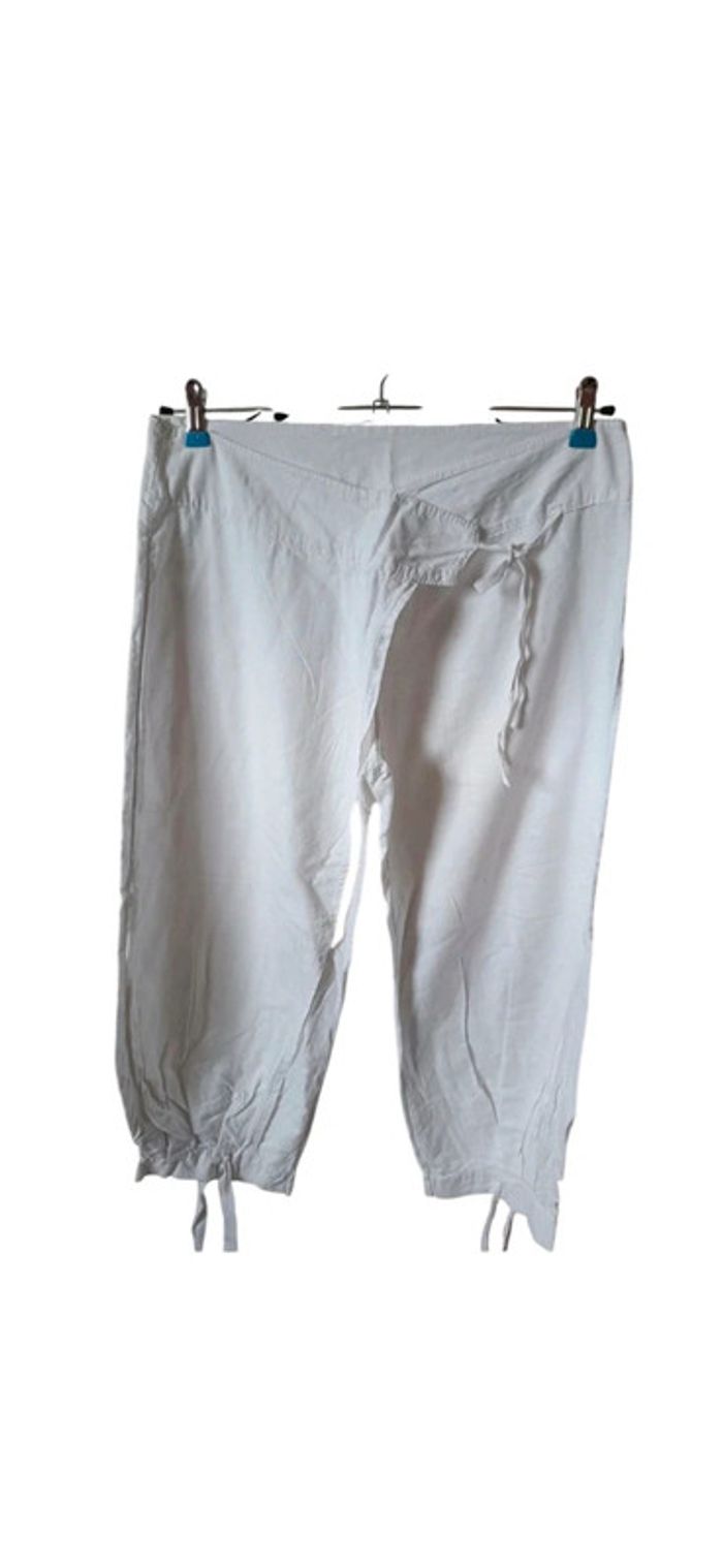 Pantalon blanc style "cargo"/sarouel en coton et lin mélangés🤍 - taille L/XL - état impeccable