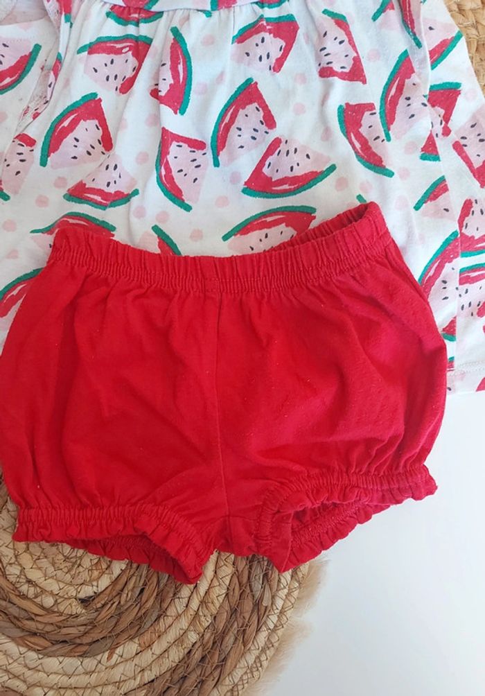 Ensemble pastèque 🍉 fille tee-shirt débardeur manches courtes avec short - photo numéro 5