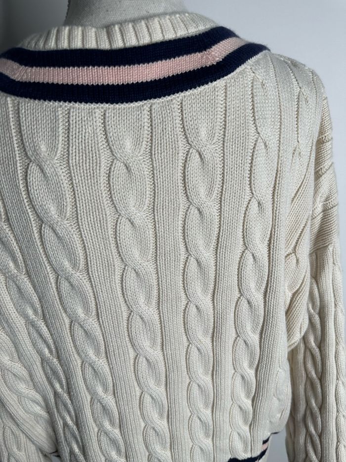 Pull en mailles torsades blanc crème Ralph Lauren T40 L - photo numéro 9