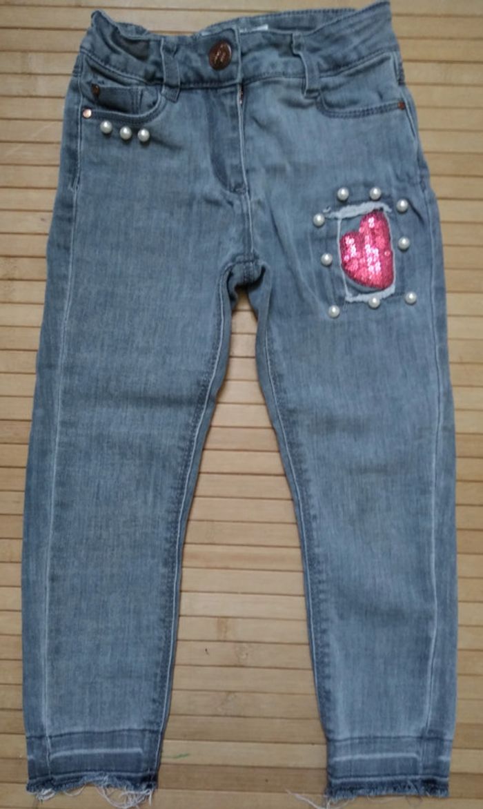 Orchestra Jean gris perle destroy sequins