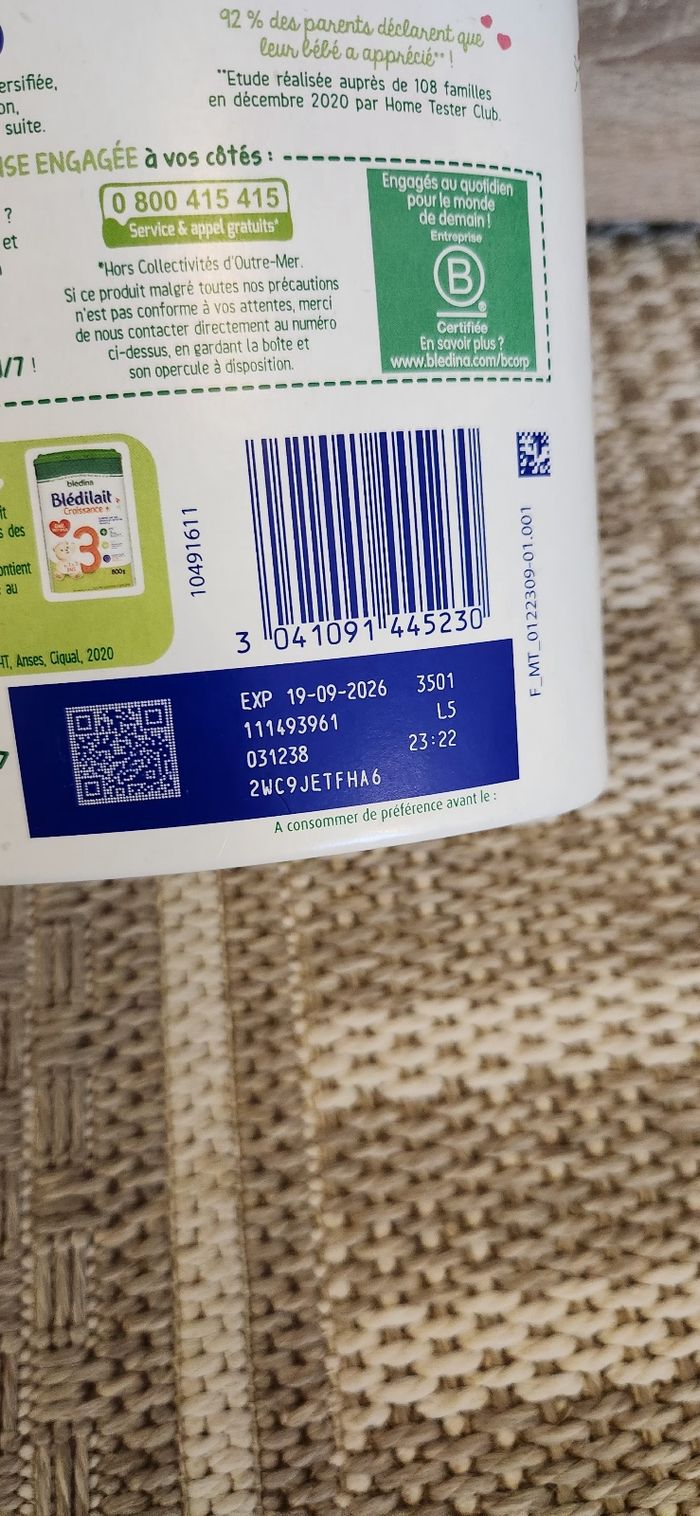 Lait infantile bébé 6/12mois Blédina Âge2 Neuve - photo numéro 5