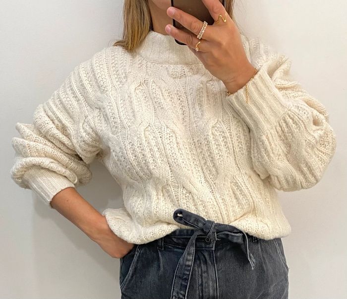 Superbe Pull Crème Torsadée Taille 38