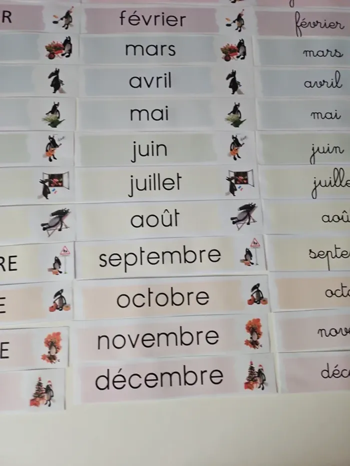 Lot d'affichage Mois de l'année Loup aimantés - photo numéro 3