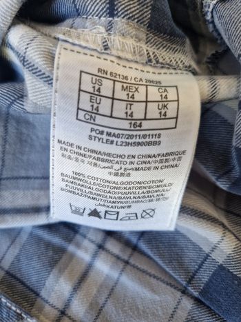 Chemise manche longue garçon de marque guess