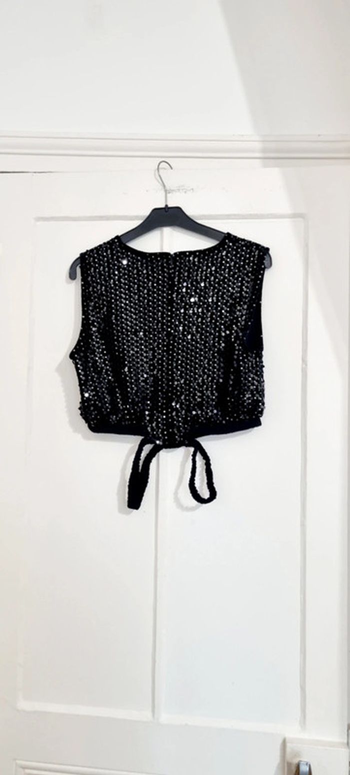 Top débardeur sequins noir maje taille 3 40 neuf avec étiquette - photo numéro 5