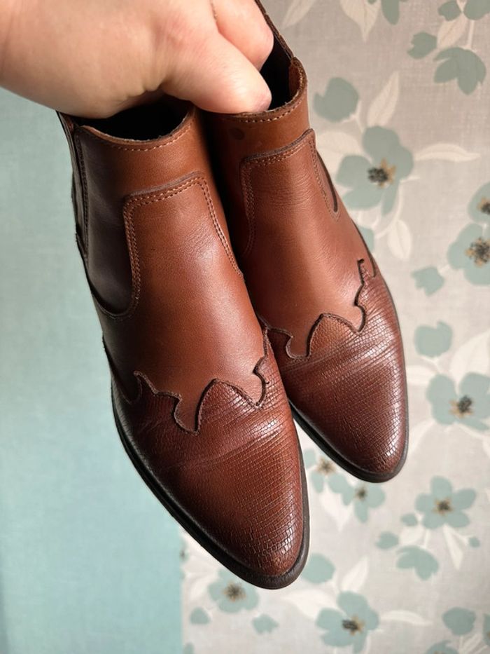 Bottines marrons en cuir pointure 39 - photo numéro 2