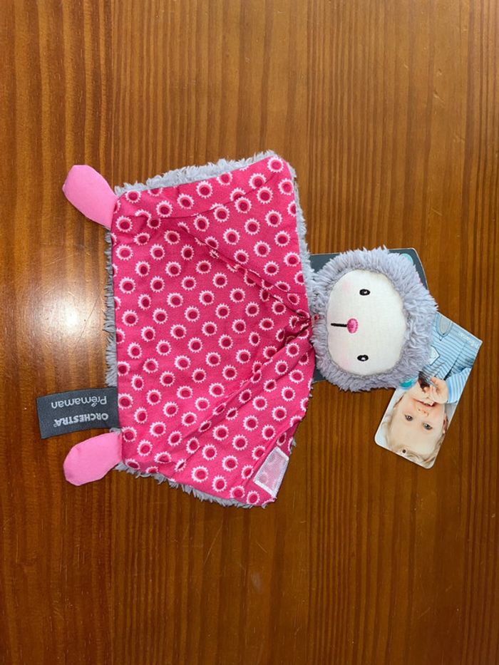 Doudou chat 🐈 rose et gris Orchestra Premaman - photo numéro 3