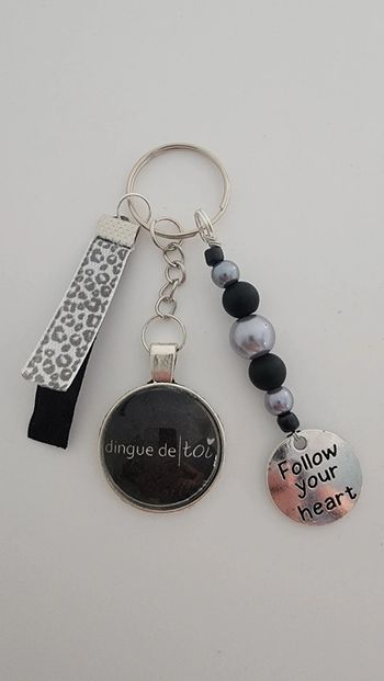 Cadeau amour, st Valentin, porte clé message bijoux de sac " dingue de toi"
