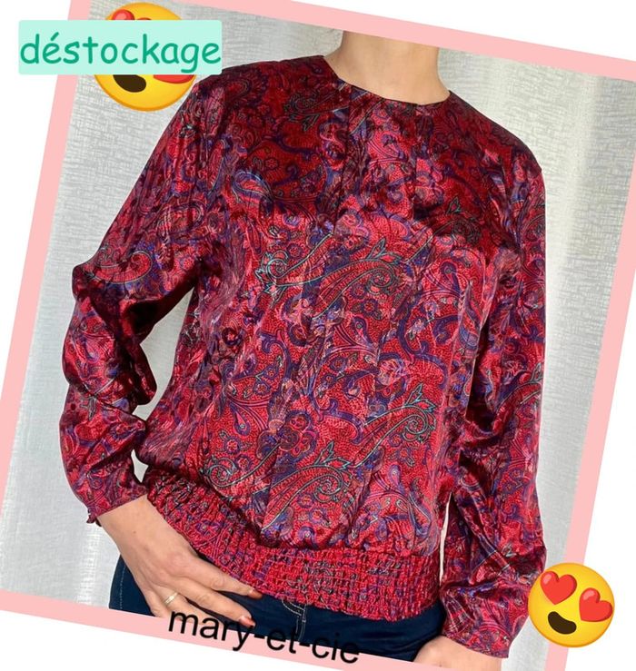 SOLDÉ - Blouse manches longues effet satiné taille M