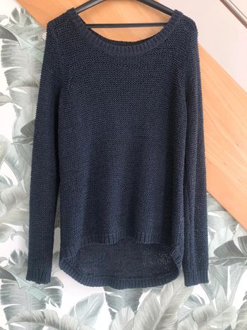 Pull bleu marine aspect maille crochetée