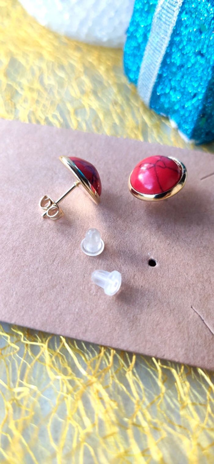 Boucles d'oreilles en Magnésite Rouge Persan