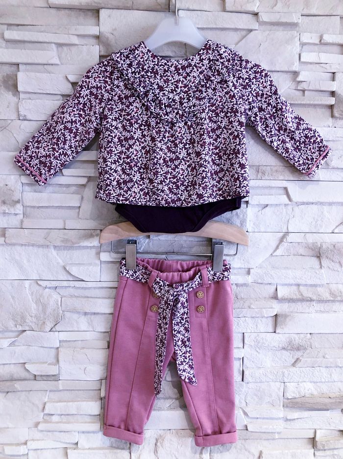 SERGENT MAJOR - ENSEMBLE 4P BÉBÉ FILLE MOTIF FLEURS, VOLANT & BRODERIES 6M - photo numéro 4