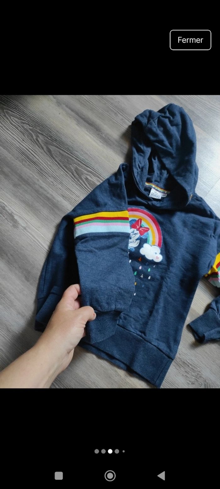 Sweat à capuche Disney Minnie fille 6 ans - photo numéro 3