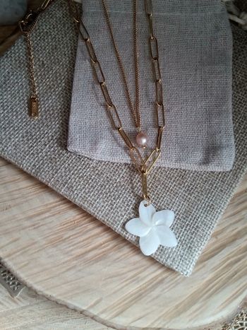 Collier double acier n'a'c'r'e naturelle