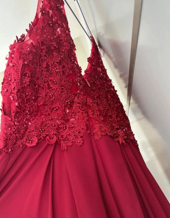 Robe de cérémonie/temoins/mariage bordeaux Taille M Flower by Charm’s - photo numéro 5