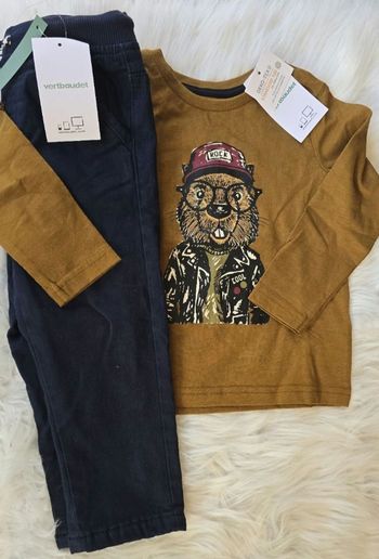 (Neufs non portés) 🏷💙tee shirt ml et pantalon doublé 36mois Garçon 🥰💙
