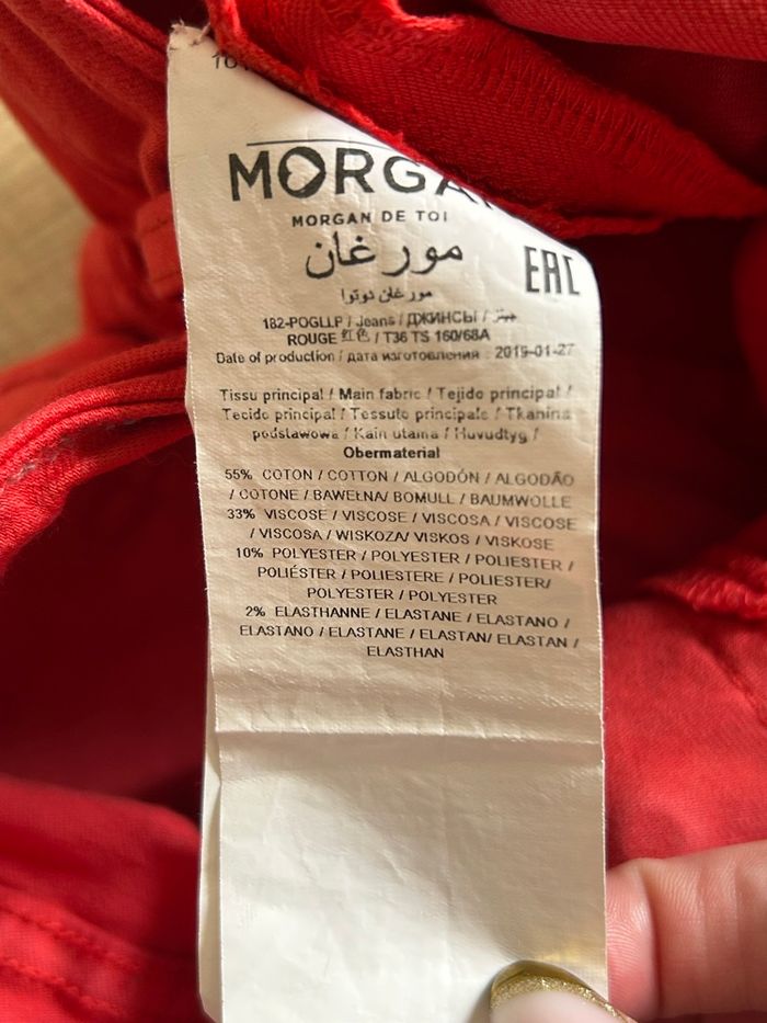 Pantalon rouge et doré Morgan taille 36 TBE - photo numéro 10