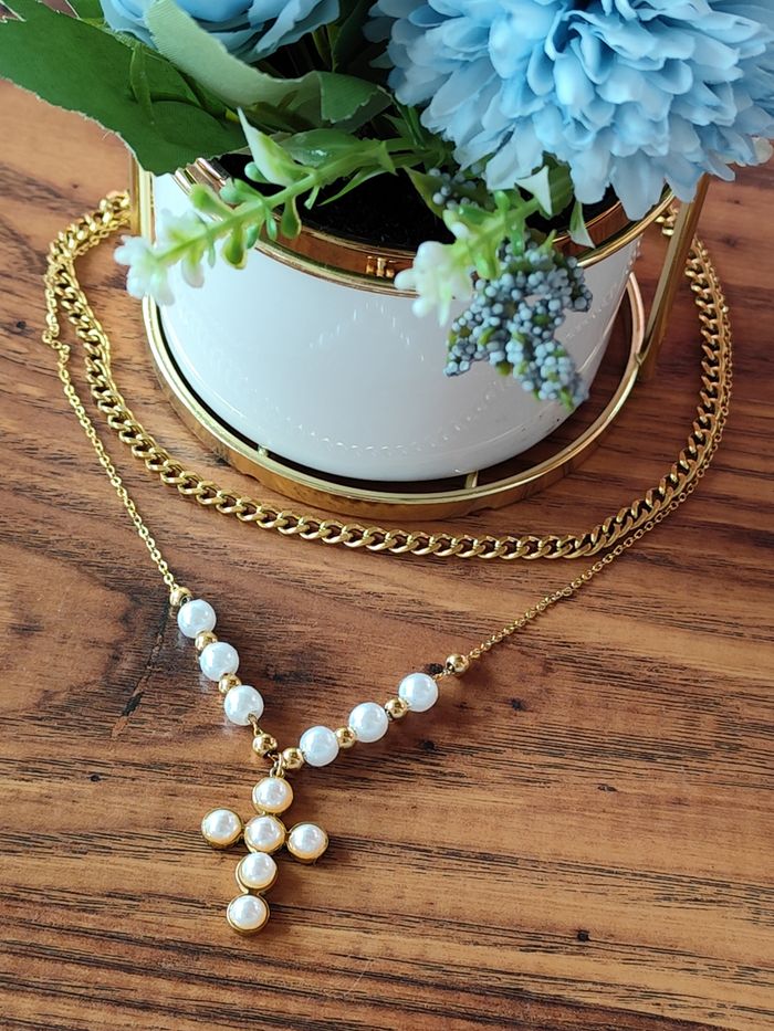 Collier croix perlé ✅ - photo numéro 2