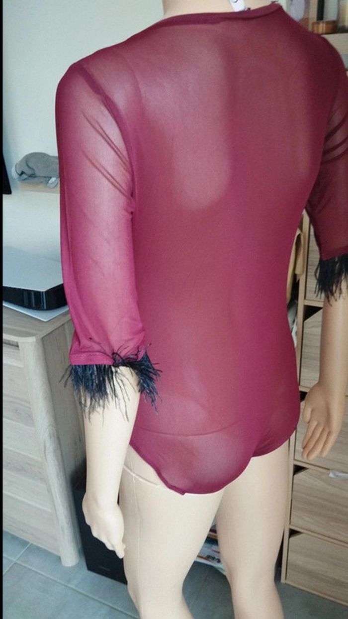 Body bordeaux femme taille m manche noir - photo numéro 7