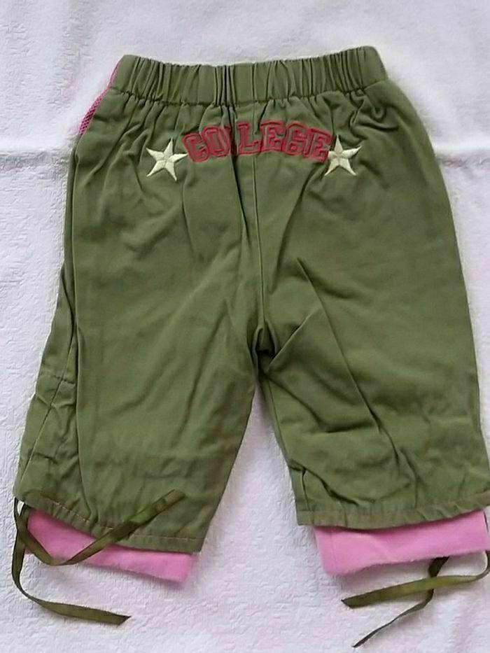 Pantalon fille rose et kaki 6 mois - photo numéro 2