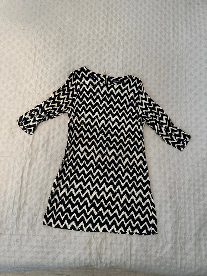 Robe tunique beige et noir M moda h tbe