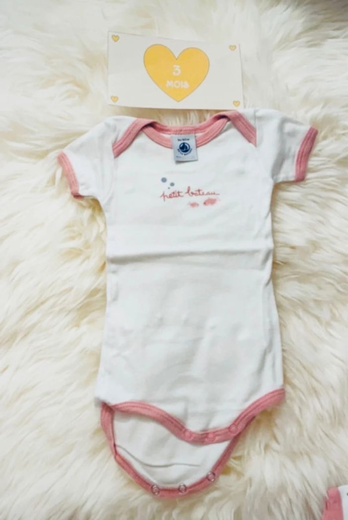 3 mois - lot 3 bodies MC petit bateau - photo numéro 2