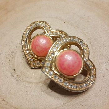 Boucles d'oreilles en cœur dorés vintages à pinces