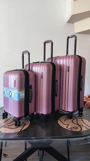 Lot de 3 valises extensible rose