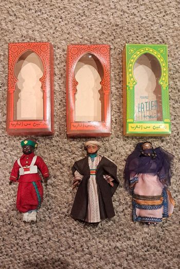Lot de 3 poupées folkloriques d'Afrique du Nord – Vintage – Avec boîtes d’origine