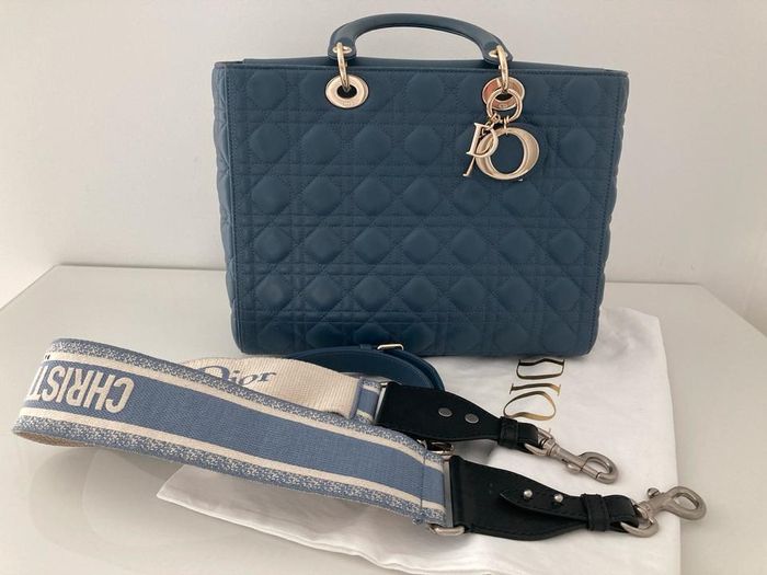 ‎Sac à main Lady Dior original bleu denim bleu comme neuf - photo numéro 8
