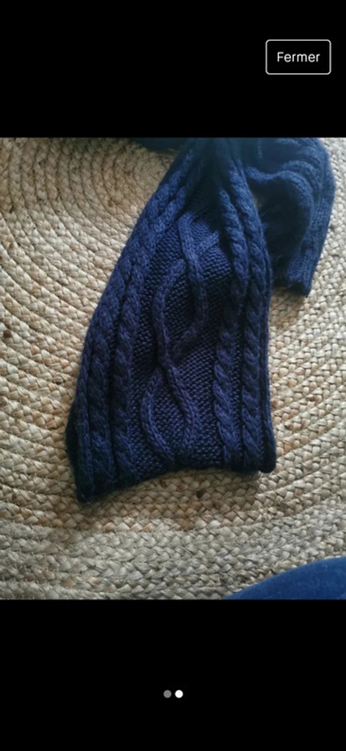 Très grande écharpe maille bleu - photo numéro 2