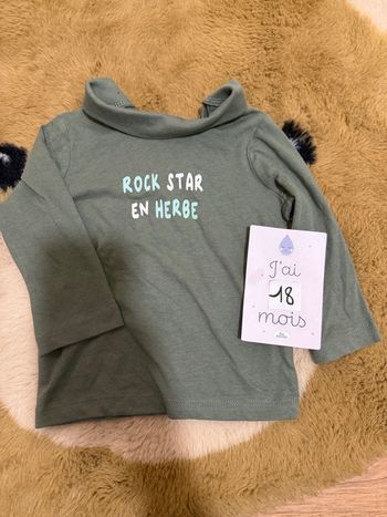 Tee shirt col roulé rock star Mots D’Enfants t.18m