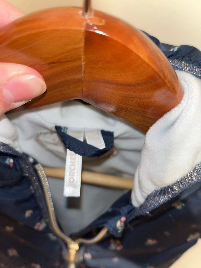 Manteau bleu marine à fleurs orchestra 12 mois 74cm - photo numéro 5