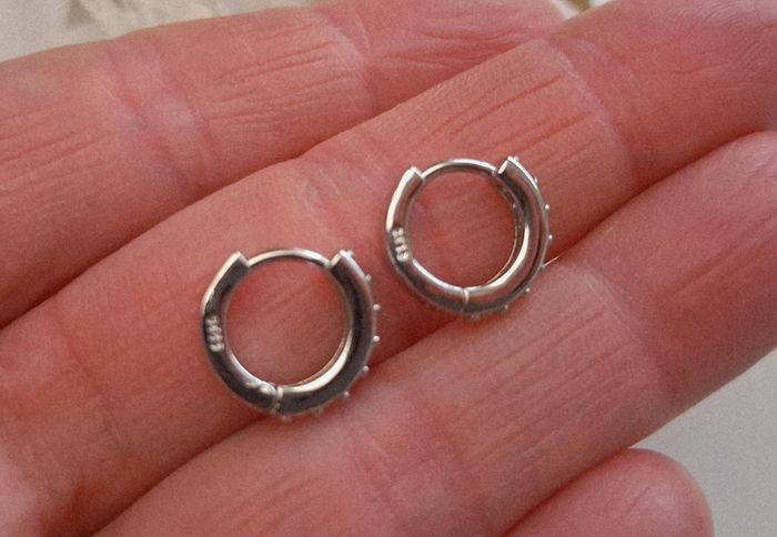 Créoles argent925  poinçonné  petits brillants - photo numéro 5