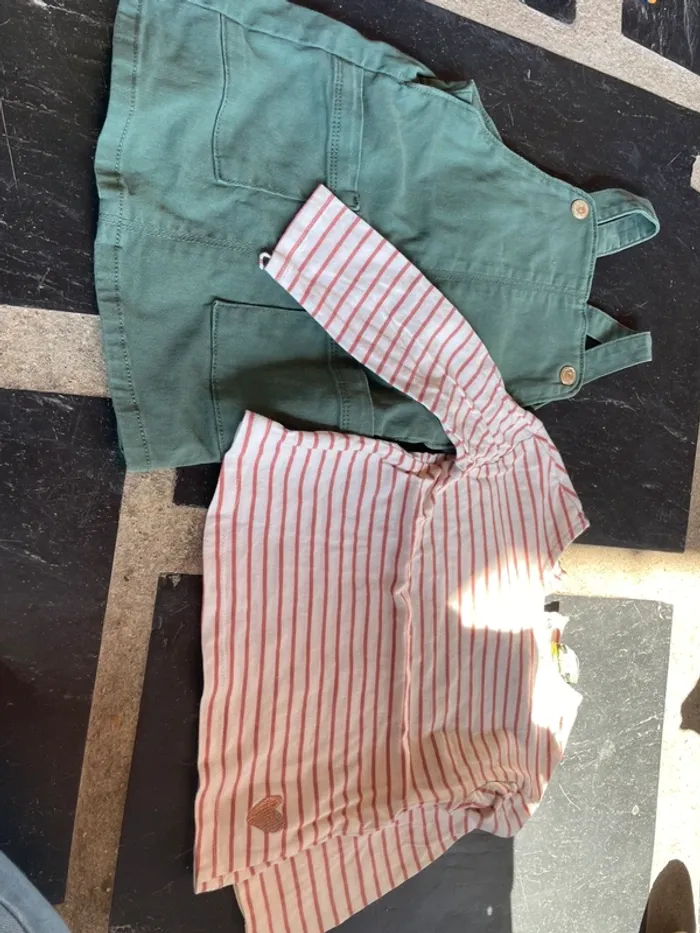 Ensemble salopette jupe et t shirt manche longue