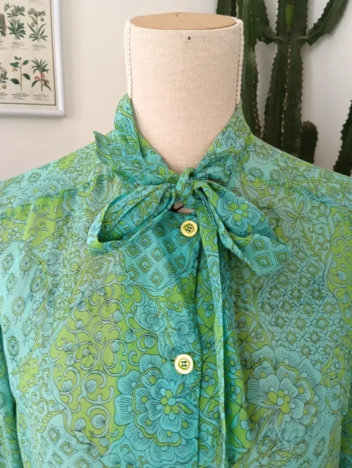 Chemise verte voile vintage handmade - photo numéro 10